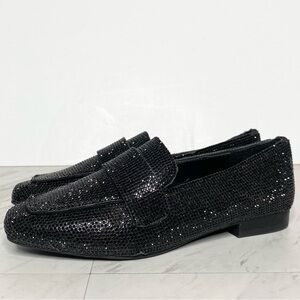 Steve Madden Riski Black Rhinestone Square Toe Loafer 5M